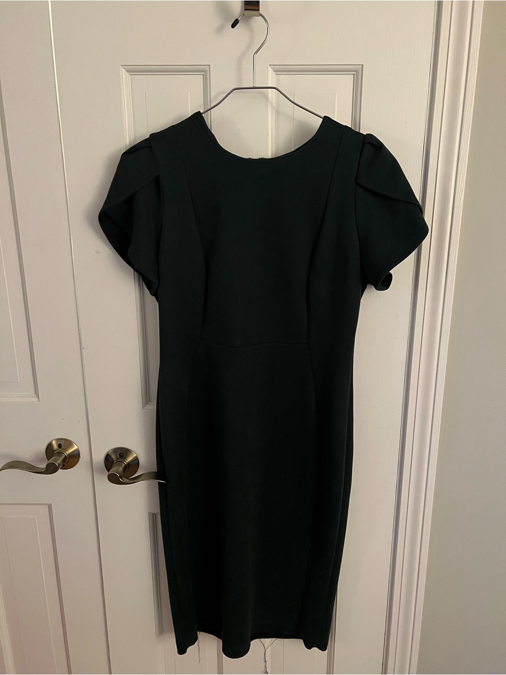 Calvin Klein Emerald Green Pleated Cap-Sleeve Sheath Dress